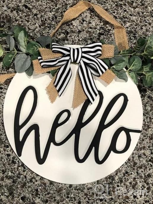 img 1 attached to Hello Sign For Front Door Winter Decor - 12 Inch Round Hanging Door Decoration For Outdoor And Indoor Home, Porch, And Farmhouse - All Seasons Holiday And Housewarming Gift - White review by Amanda Smith