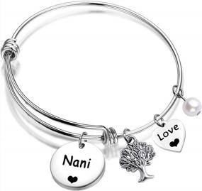 img 4 attached to ENSIANTH Family Tree Bangle Bracelet - Nani Jewelry Gift For Grandma