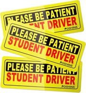 🚗 3-piece set: poshine reflective student driver magnets - magnetic bumper stickers for new drivers logo
