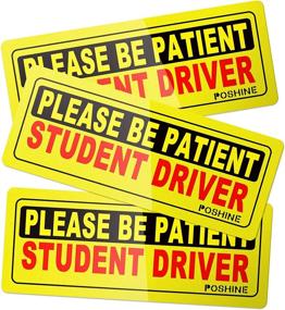 img 4 attached to 🚗 3-Piece Set: POSHINE Reflective Student Driver Magnets - Magnetic Bumper Stickers for New Drivers