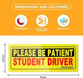 img 3 attached to 🚗 3-Piece Set: POSHINE Reflective Student Driver Magnets - Magnetic Bumper Stickers for New Drivers