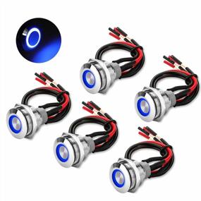 img 4 attached to 5Pcs 19Mm 12V 24V Waterproof Latching Push Button Switch With Wiring Harness And LED Indicator Light, Pre-Wired SPDT Self-Locking 4 Pin Marine Metal Switch For Boats Cars Trucks (Blue)