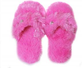 img 2 attached to Girl'S Bejeweled Flip Flops & Fuzzy Indoor Princess Slippers - 3 Sizes For Little Kids