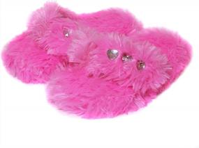 img 3 attached to Girl'S Bejeweled Flip Flops & Fuzzy Indoor Princess Slippers - 3 Sizes For Little Kids