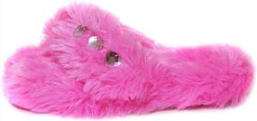 img 1 attached to Girl'S Bejeweled Flip Flops & Fuzzy Indoor Princess Slippers - 3 Sizes For Little Kids