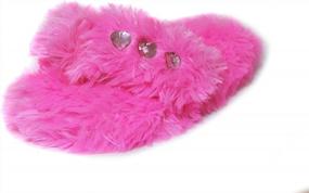 img 4 attached to Girl'S Bejeweled Flip Flops & Fuzzy Indoor Princess Slippers - 3 Sizes For Little Kids
