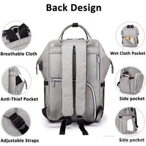img 1 attached to 🎒 hopopower Diaper Bag Backpack: Stylish Gray Travel Backpack with USB Charging Port and Insulated Pockets for Maternity, Baby Nappy Bag, School, Work & Everyday Carry-all