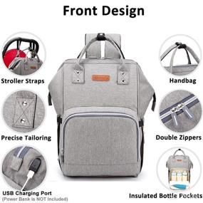 img 2 attached to 🎒 hopopower Diaper Bag Backpack: Stylish Gray Travel Backpack with USB Charging Port and Insulated Pockets for Maternity, Baby Nappy Bag, School, Work & Everyday Carry-all