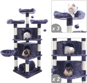 img 2 attached to 🐱 Hey-brother 65" Extra Large Multi-Level Cat Tree Condo Furniture: Ultimate Comfort for Kittens, Cats, and Pets