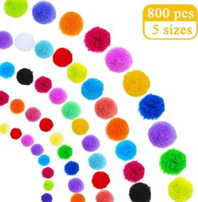img 3 attached to 🎨 Vibrantly Colored 800pcs Pompoms Set: Assorted Sizes for DIY Crafts, Decorations & Learning Activities