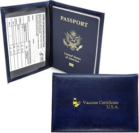 img 4 attached to 📷 ArtemisCase Blue Passport and Vaccine Card Holder Combo - Waterproof Vaccine Card Protector and Leather Passport Wallet with CDC Vaccination Slot