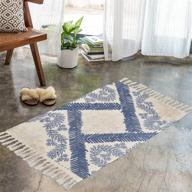 grey mandala tufted cotton woven tassel throw rug 2' x 3' - washable fringe bath mat for bedroom, kitchen, porch, entryway hallway logo