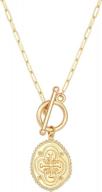 women's graduation gift: 18k gold owl bee pendant cross necklace with medallion coin on a y style oval link chain and toggle jewelry clasp logo