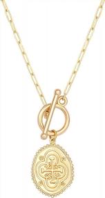 img 4 attached to Women'S Graduation Gift: 18K Gold Owl Bee Pendant Cross Necklace With Medallion Coin On A Y Style Oval Link Chain And Toggle Jewelry Clasp