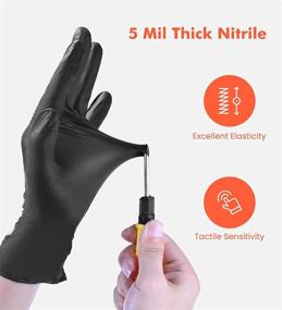 img 3 attached to TASALON 100 Count Black Nitrile Gloves, 5 Mil, Disposable Gloves, Textured, Multipurpose Gloves for Cleaning & Food-Safety