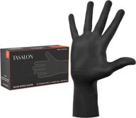 tasalon 100 count black nitrile gloves, 5 mil, disposable gloves, textured, multipurpose gloves for cleaning & food-safety logo