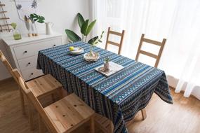 img 1 attached to Boho Chic: GRAVAN Heavyweight Cotton Linen Tablecloth For Rectangle Tables - The Perfect Addition To Your Dining Decor
