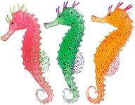 🐠 vibrant glowing silicone sea horse aquarium decor set with 3pcs, realistic underwater saltwater fake ornamentation for fish tank bowl, artificial sea horse simulation logo