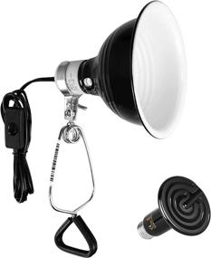 img 4 attached to 🦎 Optimized Amphibian Pet Terrarium Heater: Simple Deluxe Ceramic Heat Bulb - 25W/40W/50W/60W (No Light) with 60W Dome Light Clamp lamp Fixture and 5.5 Inch Aluminum Reflector, Ideal for Snake/Lizard/Spider Habitats, Black