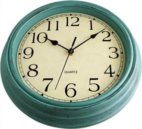 img 3 attached to Foxtop Retro Silent Non-Ticking Round Classic Clock 12 Inch Quartz Decorative Battery Operated Wall Clock For Living Room Kitchen Home Office (Turquoise)