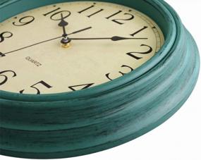img 1 attached to Foxtop Retro Silent Non-Ticking Round Classic Clock 12 Inch Quartz Decorative Battery Operated Wall Clock For Living Room Kitchen Home Office (Turquoise)