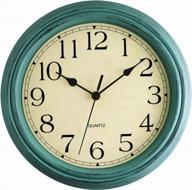 foxtop retro silent non-ticking round classic clock 12 inch quartz decorative battery operated wall clock for living room kitchen home office (turquoise) logo