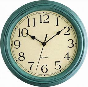 img 4 attached to Foxtop Retro Silent Non-Ticking Round Classic Clock 12 Inch Quartz Decorative Battery Operated Wall Clock For Living Room Kitchen Home Office (Turquoise)