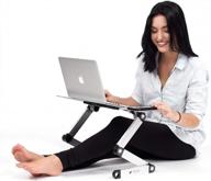 multipurpose silver lap tray: adjustable angle sofa bed table for laptops, tablets, and notebooks logo