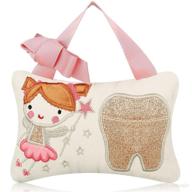 🦷 tooth fairy pillow with pocket for kids - tooth keepsake pouch, ideal tooth fairy gifts for girls and boys, 3.9 x 5.9 inches (sweet style) logo