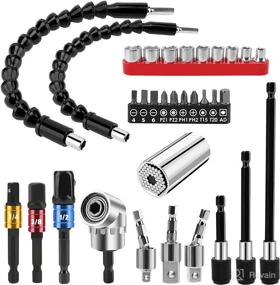 img 4 attached to 🛠️ Enhanced Zerotop Flexible Drill Bit Extension & Screwdriver Set: 32Pcs Universal Socket Wrench Tool Set with 1/4 3/8 1/2 Inch Universal Socket Adapters and 105°Right Angle Drill Attachment