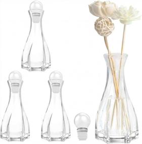 img 4 attached to Luxspire Glass Diffuser Bottles Jars With Caps 4 Pack,Empty Reed Diffuser Bottle Set,Fragrance Accessories For Use With DIY Perfume & Essential Oils Replacement,Bethroom Decor,2.8Oz，Clear