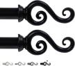 h.versailtex window treatment single curtain rod sets with organic finial design, standard decorative curtain telescoping rod, adjustable length from 48 to 84-inch, 5/8 inch diameter, 2 pack, black logo