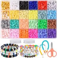 diy jewelry making kit - 5500 pieces of 6mm heishi clay beads in 21 vibrant colors with pendant charms, scissors, and crystal line for bracelet and necklace crafting logo