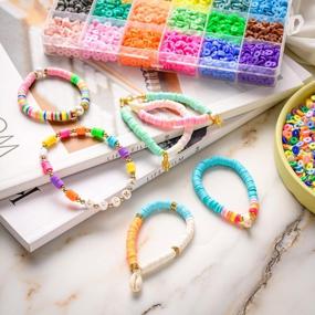 img 3 attached to DIY Jewelry Making Kit - 5500 Pieces Of 6Mm Heishi Clay Beads In 21 Vibrant Colors With Pendant Charms, Scissors, And Crystal Line For Bracelet And Necklace Crafting