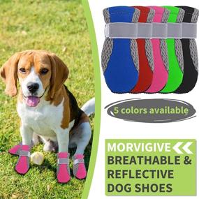 img 3 attached to MORVIGIVE Pink Breathable Mesh Dog Boots, Adjustable Dog Shoes with Rugged Nonslip Sole & Reflective Strap, Lightweight Outdoor Puppy Booties Pet Paw Protector for Small to Medium Dogs in Size L