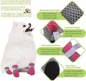 img 2 attached to MORVIGIVE Pink Breathable Mesh Dog Boots, Adjustable Dog Shoes with Rugged Nonslip Sole & Reflective Strap, Lightweight Outdoor Puppy Booties Pet Paw Protector for Small to Medium Dogs in Size L