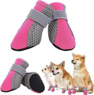 morvigive pink breathable mesh dog boots, adjustable dog shoes with rugged nonslip sole & reflective strap, lightweight outdoor puppy booties pet paw protector for small to medium dogs in size l logo