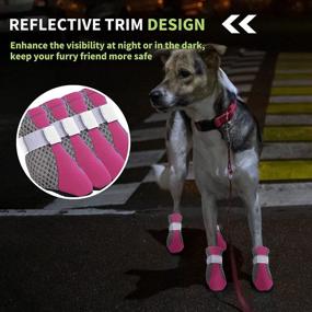 img 1 attached to MORVIGIVE Pink Breathable Mesh Dog Boots, Adjustable Dog Shoes with Rugged Nonslip Sole & Reflective Strap, Lightweight Outdoor Puppy Booties Pet Paw Protector for Small to Medium Dogs in Size L