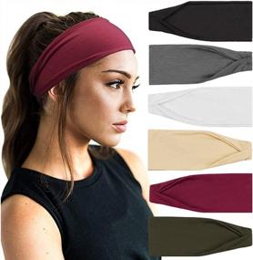 img 4 attached to DRESHOW Non-Slip Elastic Yoga Sports Headbands For Women Running Workout Hair Bands