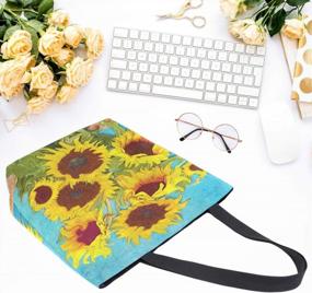 img 1 attached to Large Women'S Van Gogh Sunflower Oil Painting Canvas Tote Bag - Reusable Shoulder Handbag For Shopping, Grocery & Outdoors.