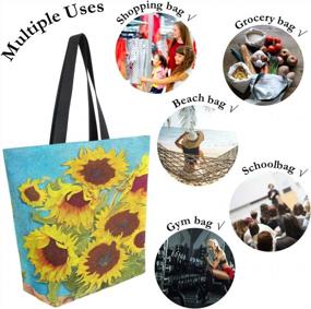 img 2 attached to Large Women'S Van Gogh Sunflower Oil Painting Canvas Tote Bag - Reusable Shoulder Handbag For Shopping, Grocery & Outdoors.