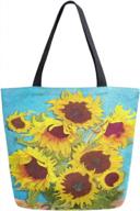 large women's van gogh sunflower oil painting canvas tote bag - reusable shoulder handbag for shopping, grocery & outdoors. logo