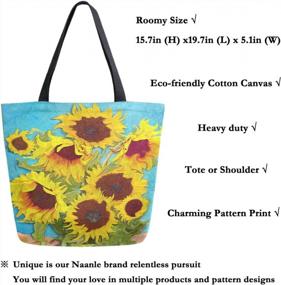 img 3 attached to Large Women'S Van Gogh Sunflower Oil Painting Canvas Tote Bag - Reusable Shoulder Handbag For Shopping, Grocery & Outdoors.