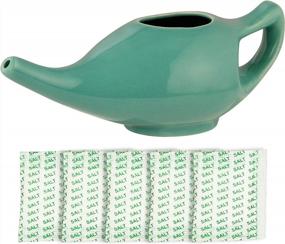img 2 attached to HealthGoodsIn Ceramic Neti Pot For Sinus, Premium Grade, Dishwasher Safe, Holds 225 Ml. Water - Turquoise Color