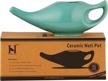 healthgoodsin ceramic neti pot for sinus, premium grade, dishwasher safe, holds 225 ml. water - turquoise color logo