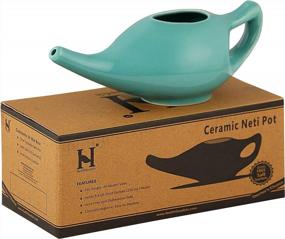 img 3 attached to HealthGoodsIn Ceramic Neti Pot For Sinus, Premium Grade, Dishwasher Safe, Holds 225 Ml. Water - Turquoise Color