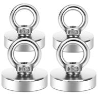 100lbs+ neosmuk fishing magnets with stainless steel eye bolt, 1.26in diameter rare earth magnet for retrieving in river and magnet fishing (silvery white, pack of 4) logo