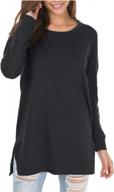 levaca women's fall long sleeve side split loose blouses casual pullover tunic tops logo