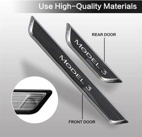 img 3 attached to 🚪 tesplus Tsela Model 3 Accessories: High-end LED Door Sill Protector Scuff Plate"