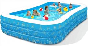 img 4 attached to Наслаждайтесь летними развлечениями с нашим полноразмерным надувным бассейном для семьи и детей - идеально подходит для водных вечеринок на заднем дворе!